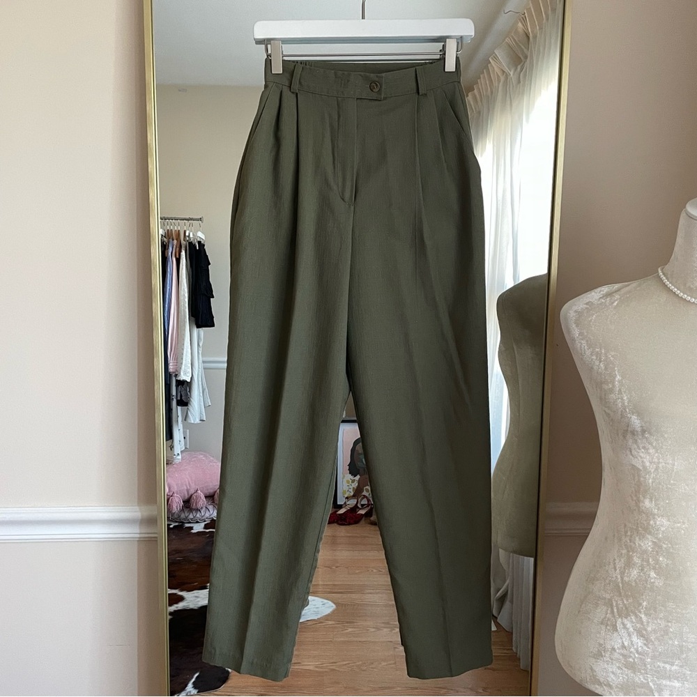 Fashion Bug High Waist Olive Green Trousers "Size 6" (ACTUAL SIZE 4)